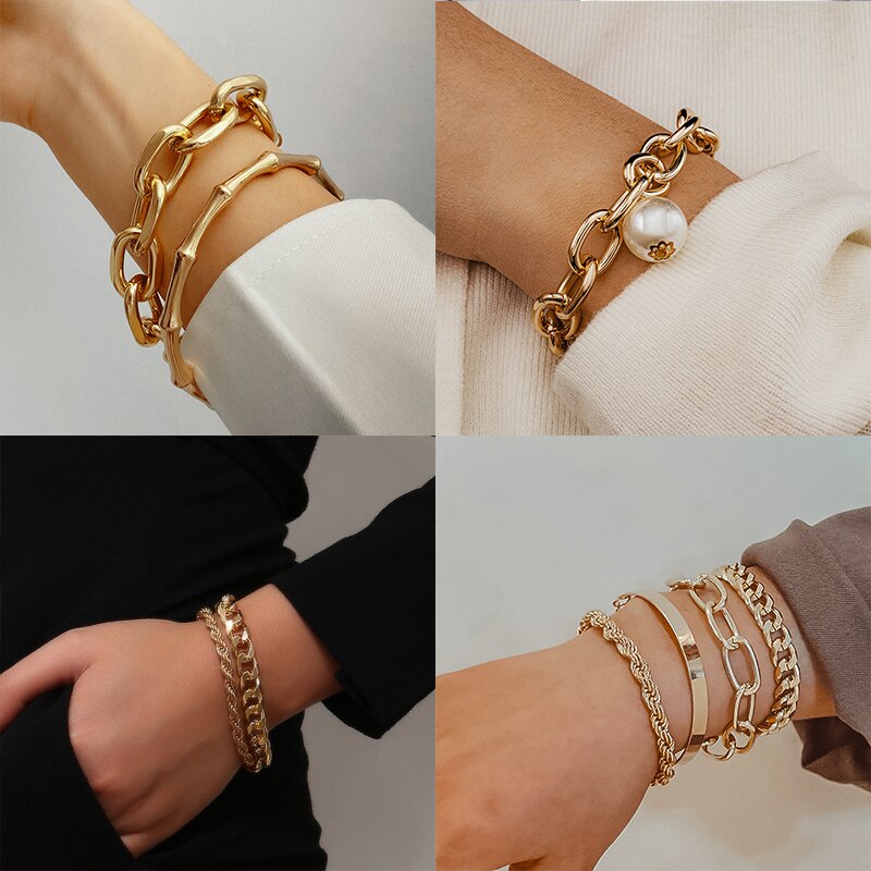 Fashion Gold Multilayer Beads Pearl Bracelets for Women
