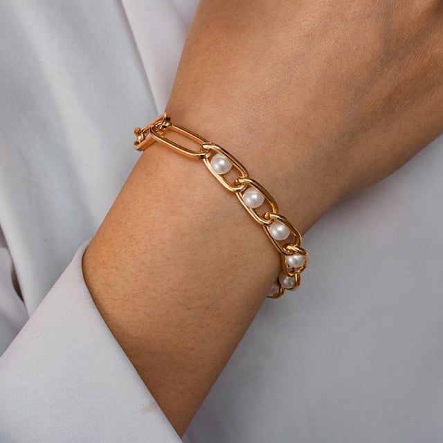 Fashion Gold Multilayer Beads Pearl Bracelets for Women