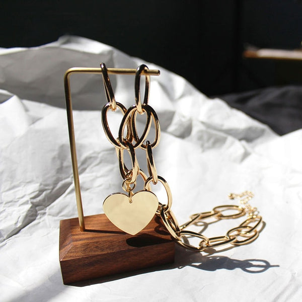 Fashion Big Heart Love Pendant Chain Choker Collar Necklace