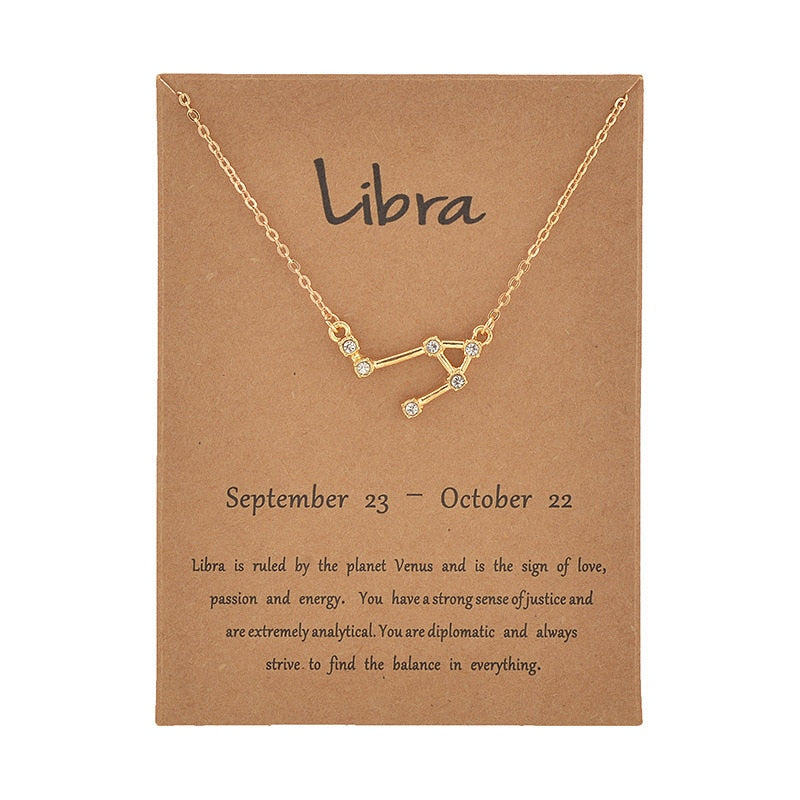 Cardboard Star Zodiac Sign 12 Constellation Necklaces