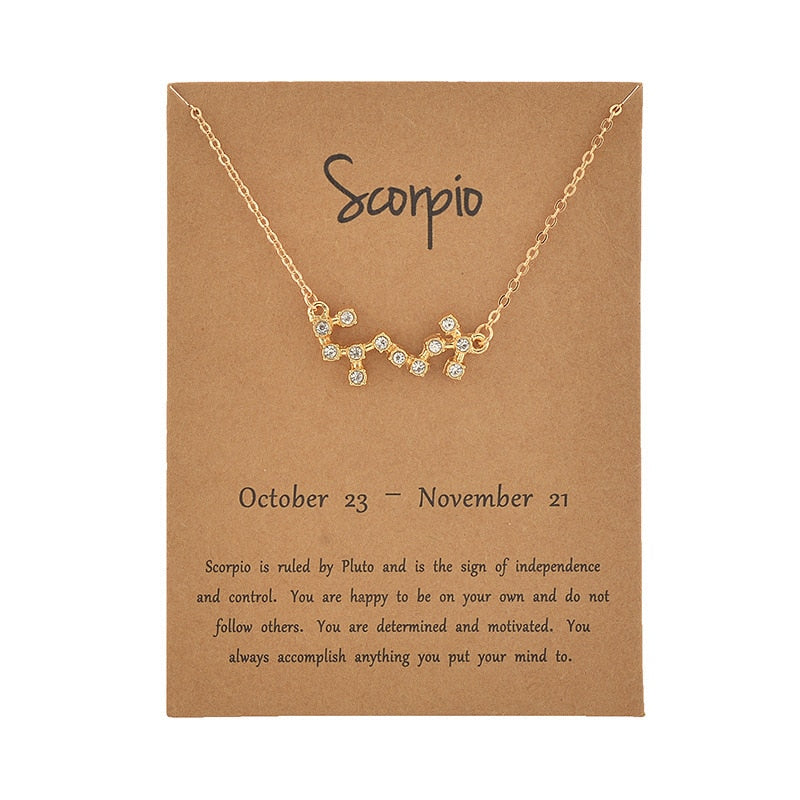 Cardboard Star Zodiac Sign 12 Constellation Necklaces