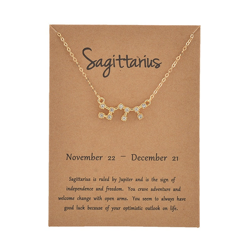 Cardboard Star Zodiac Sign 12 Constellation Necklaces
