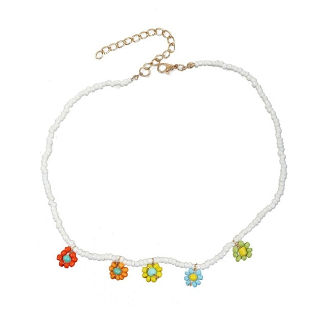 Beach Style Fashion Blue Glass Beaded Long Necklaces