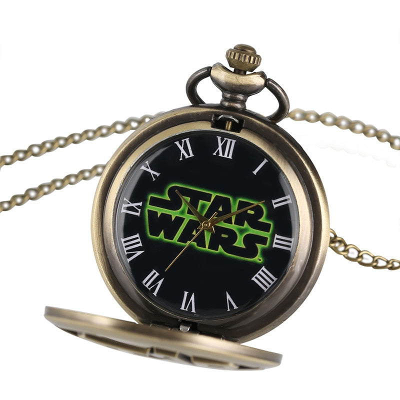 Bronze Star Hollow Design Men's Quartz Pocket Watch