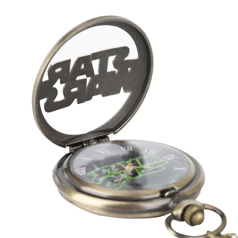 Bronze Star Hollow Design Men's Quartz Pocket Watch