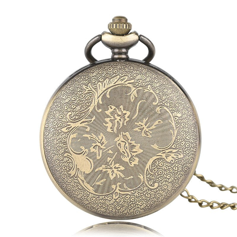 Bronze Star Hollow Design Men's Quartz Pocket Watch