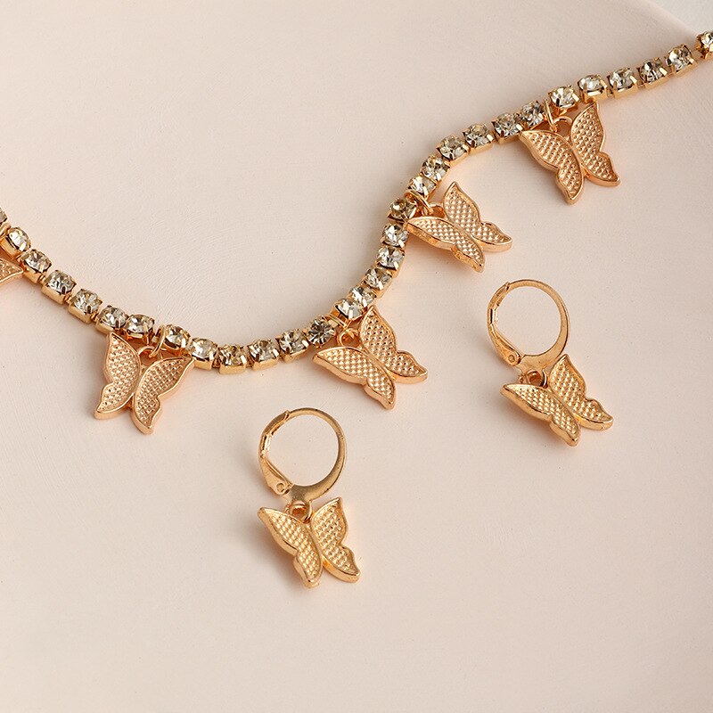 Fashion Butterfly Choker Necklaces Set