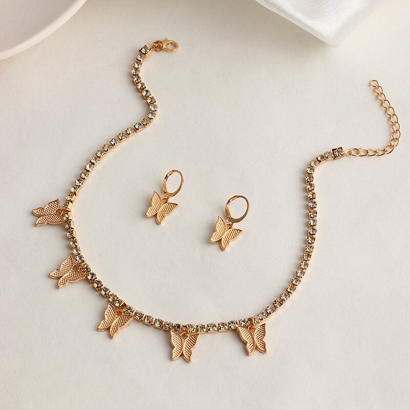 Fashion Butterfly Choker Necklaces Set