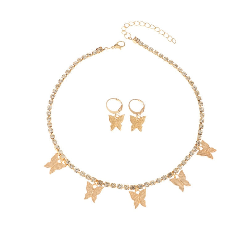 Fashion Butterfly Choker Necklaces Set