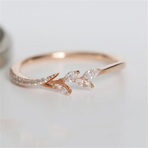 Anillo de flores de moda chapado en oro rosa color plata anillos de micro circonitas cúbicas