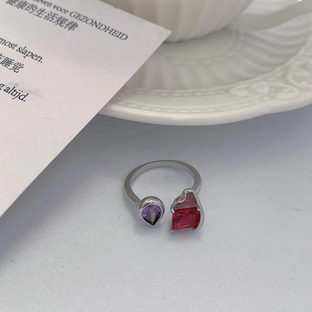 Colorful Vintage  Gold-Plated Crystal Rhinestone Rings