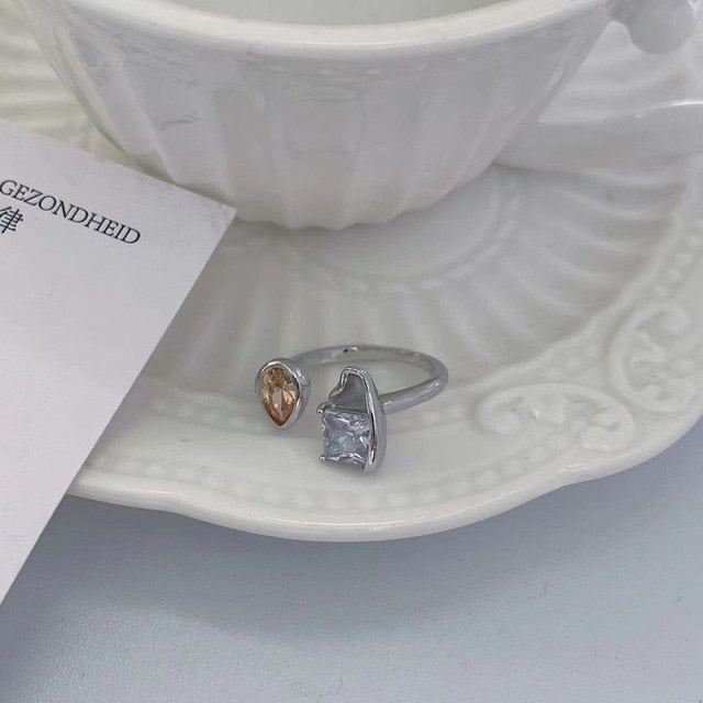 Colorful Vintage  Gold-Plated Crystal Rhinestone Rings