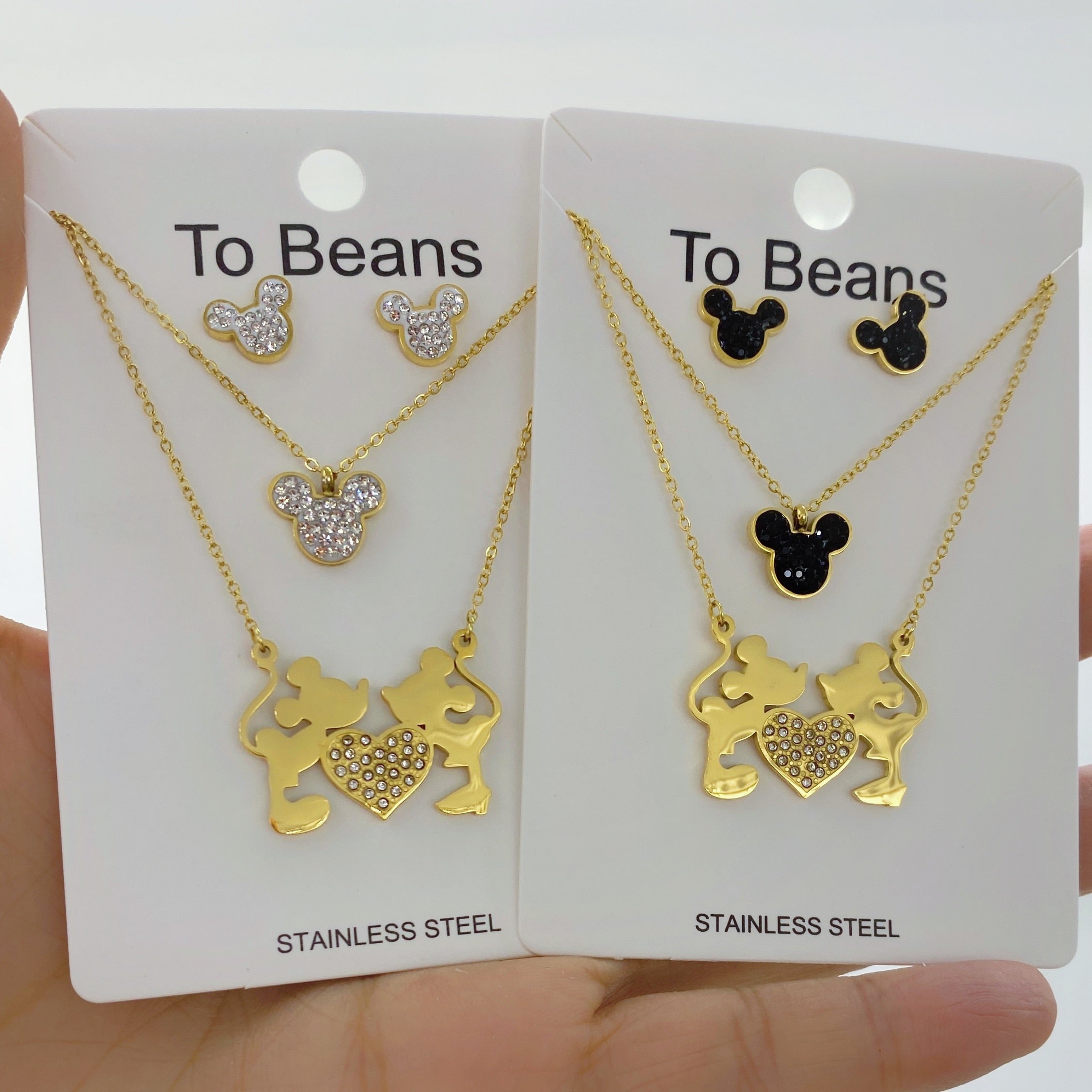 Cartoon Kawaii Mouse Pendant Necklace set