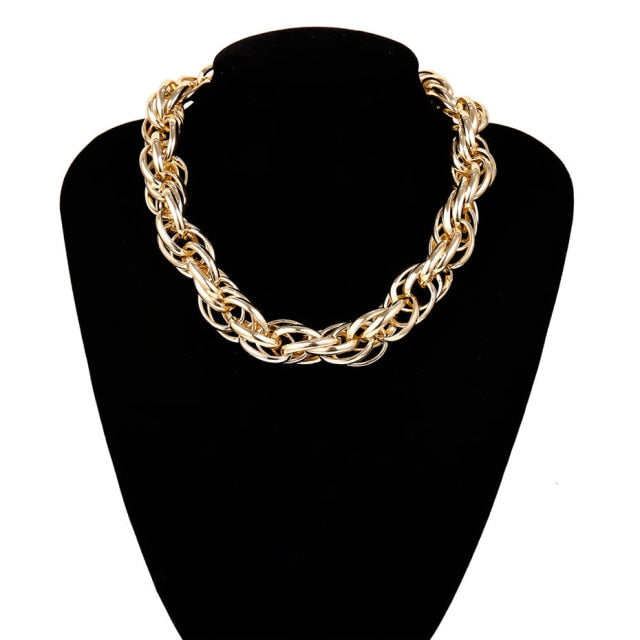 Punk Hip Hop Curb Cuban Twisted Choker Necklace