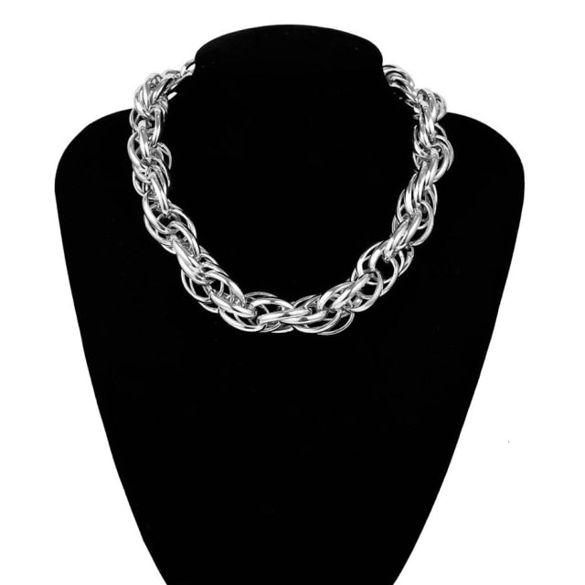 Punk Hip Hop Curb Cuban Twisted Choker Necklace
