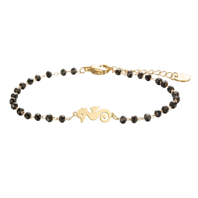 Rose Gold Clover Stainless Steel Charm Bracelets Women's