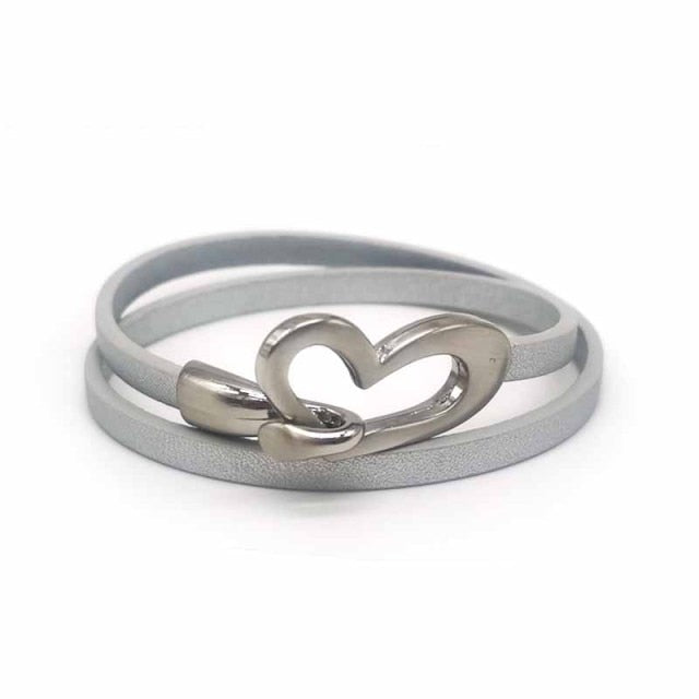 Newest Design Black Simple love Leather Charms Bracelet for Women