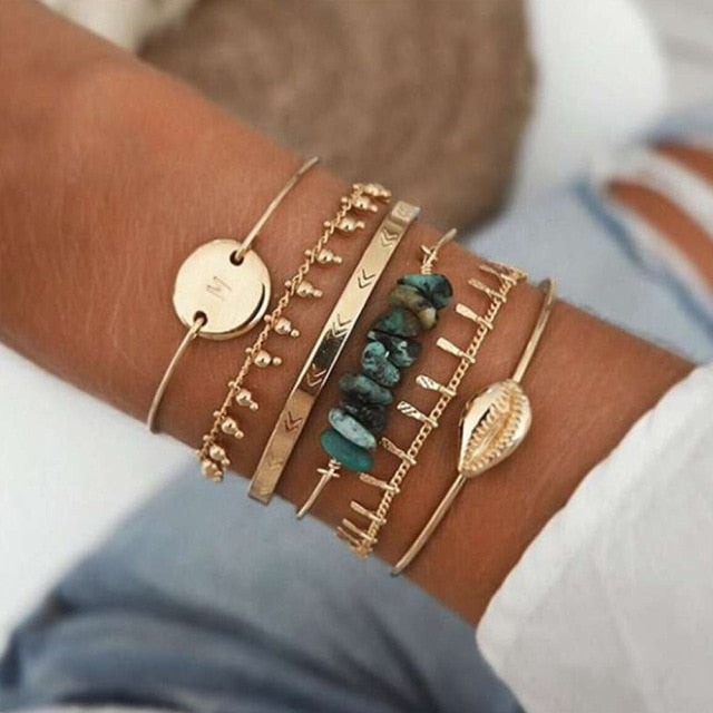 Bohemian Mixed Golden Shell Starfish Bracelet Women