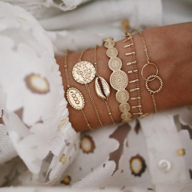 Bohemian Mixed Golden Shell Starfish Bracelet Women