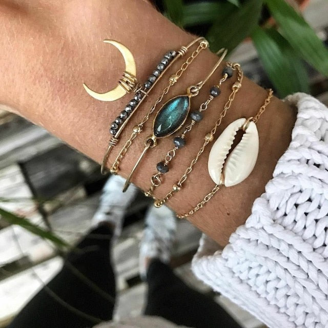 Bohemian Mixed Golden Shell Starfish Bracelet Women