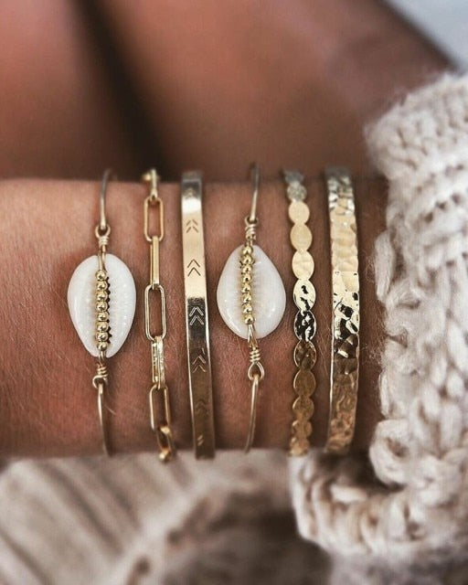 Bohemian Mixed Golden Shell Starfish Bracelet Women