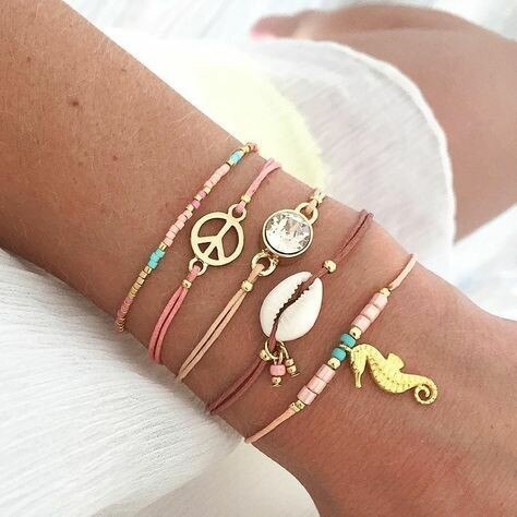 Bohemian Mixed Golden Shell Starfish Bracelet Women