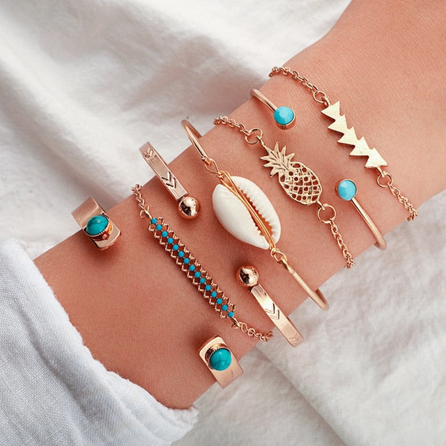 Bohemian Mixed Golden Shell Starfish Bracelet Women