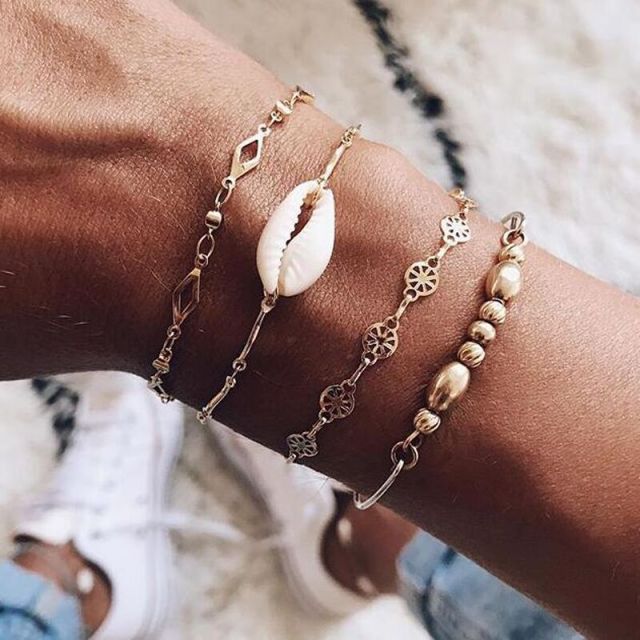 Bohemian Mixed Golden Shell Starfish Bracelet Women