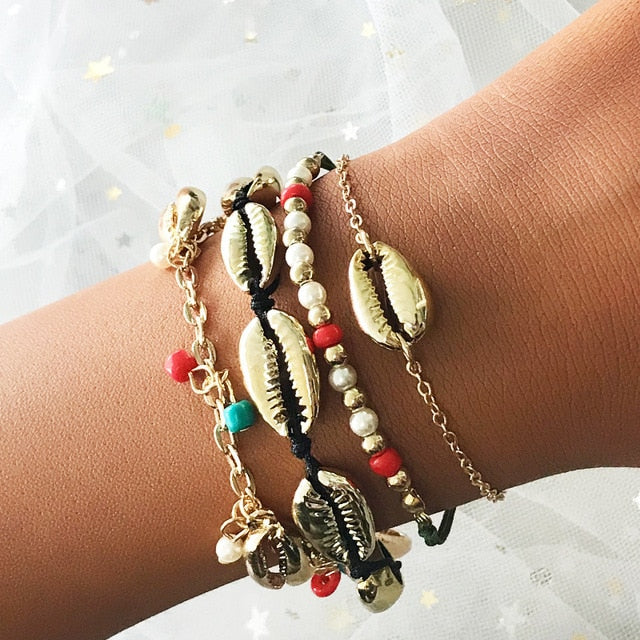 Bohemian Mixed Golden Shell Starfish Bracelet Women