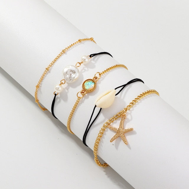 Bohemian Mixed Golden Shell Starfish Bracelet Women