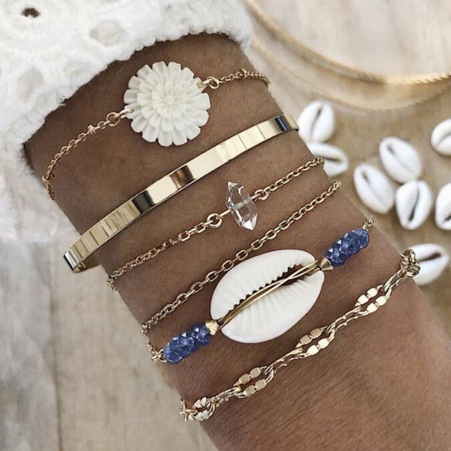 Bohemian Mixed Golden Shell Starfish Bracelet Women
