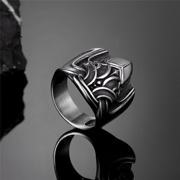 Anillos vikingos retro de Odín y cuervo