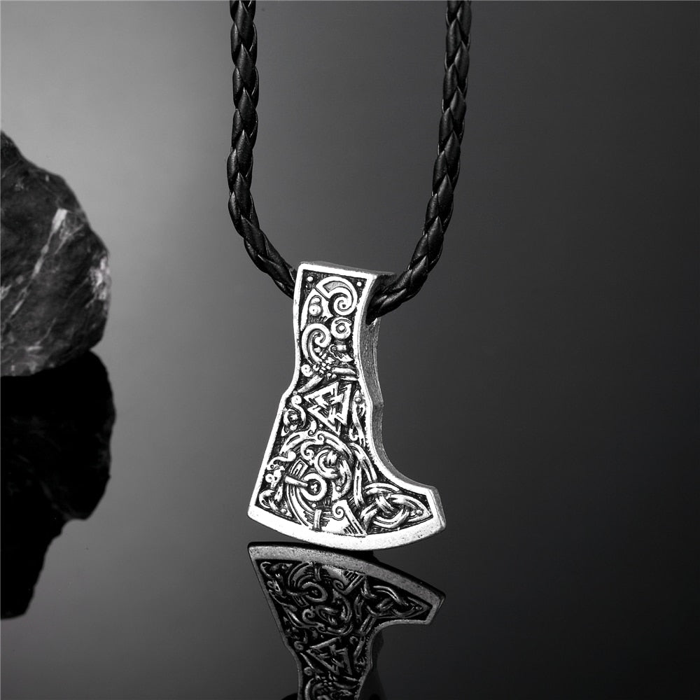 Men Thor's Axe Pendant Vikings Vegvisir Rune Amulet