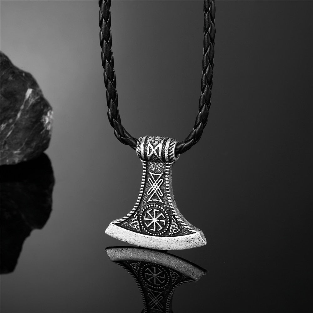 Men Thor's Axe Pendant Vikings Vegvisir Rune Amulet