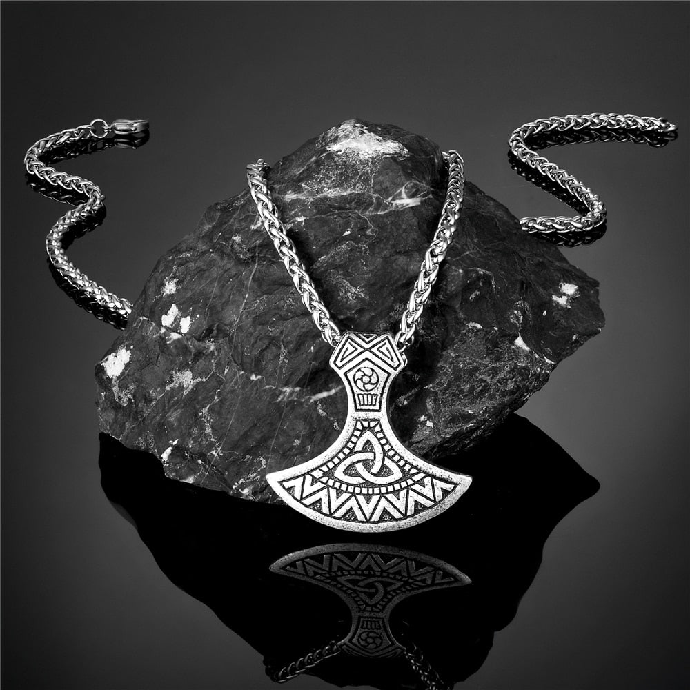 Men Thor's Axe Pendant Vikings Vegvisir Rune Amulet
