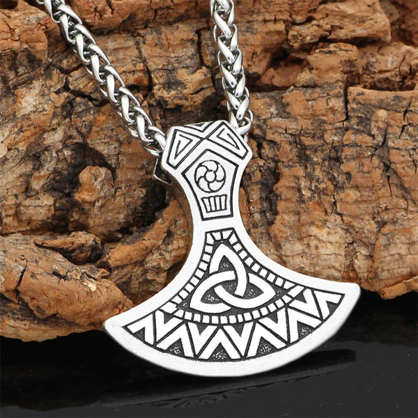 Colgante de hacha de Thor para hombre, amuleto vikingo de runas Vegvisir
