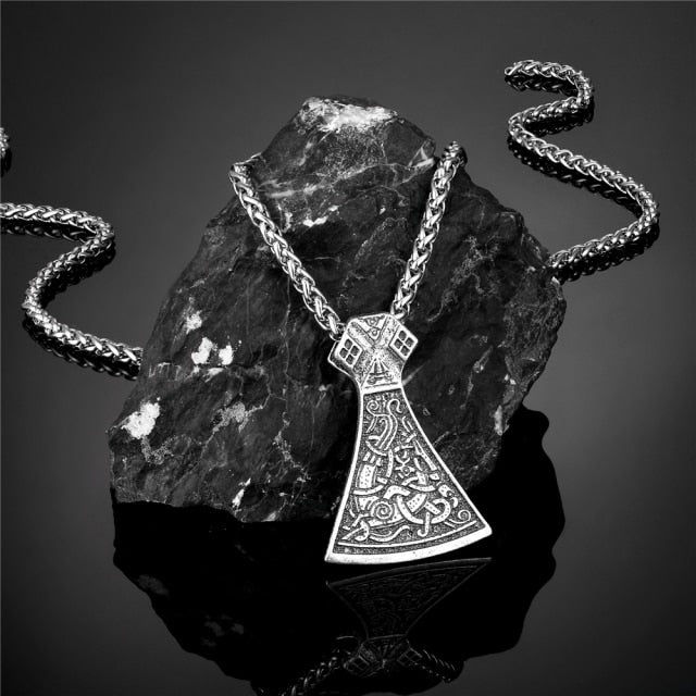 Men Thor's Axe Pendant Vikings Vegvisir Rune Amulet