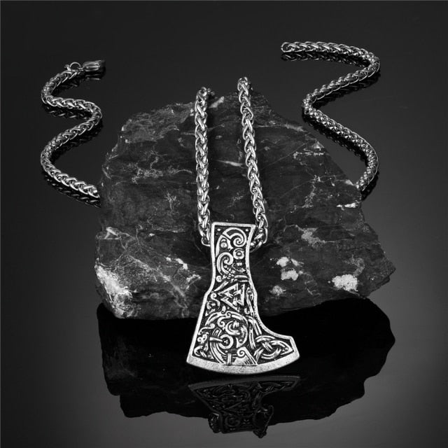 Men Thor's Axe Pendant Vikings Vegvisir Rune Amulet