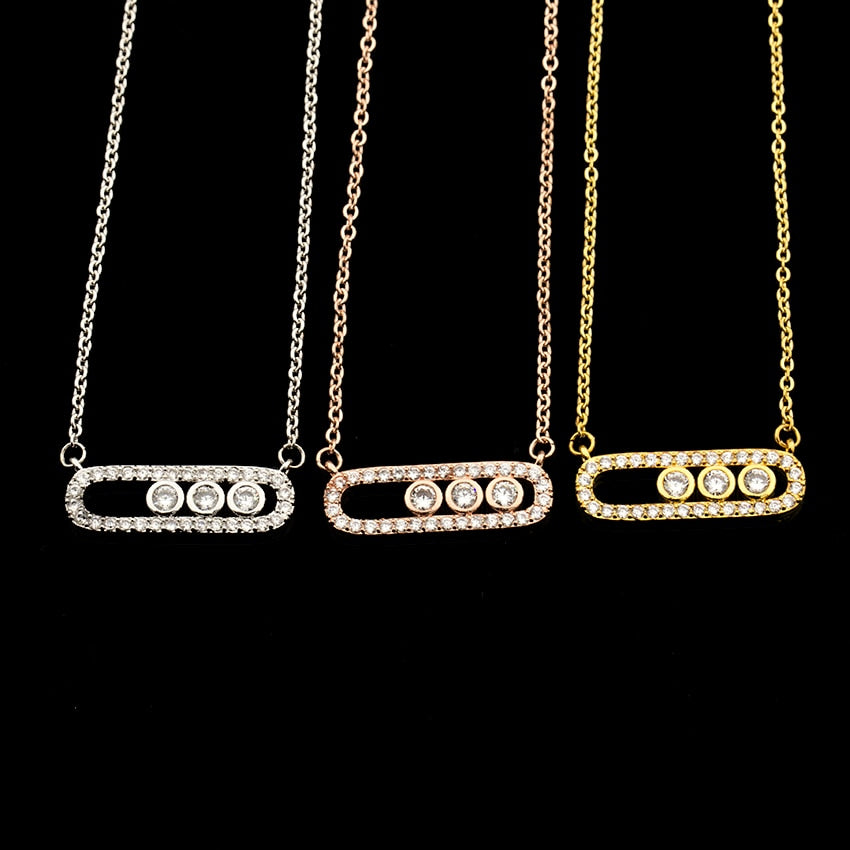 Rose Gold  CZ Love Long Bar Choker Necklace