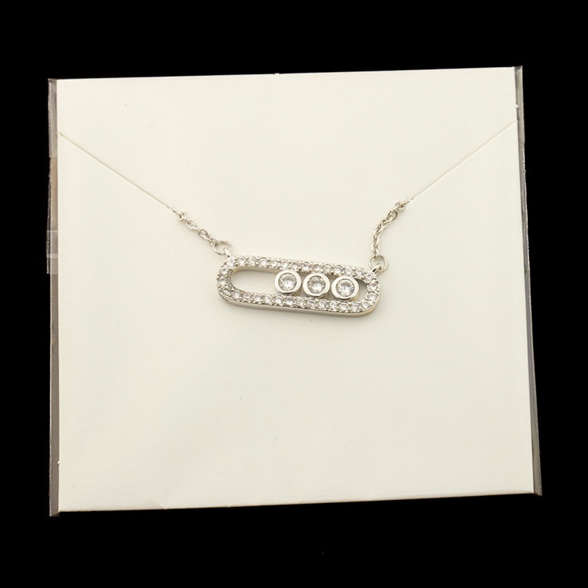 Rose Gold  CZ Love Long Bar Choker Necklace