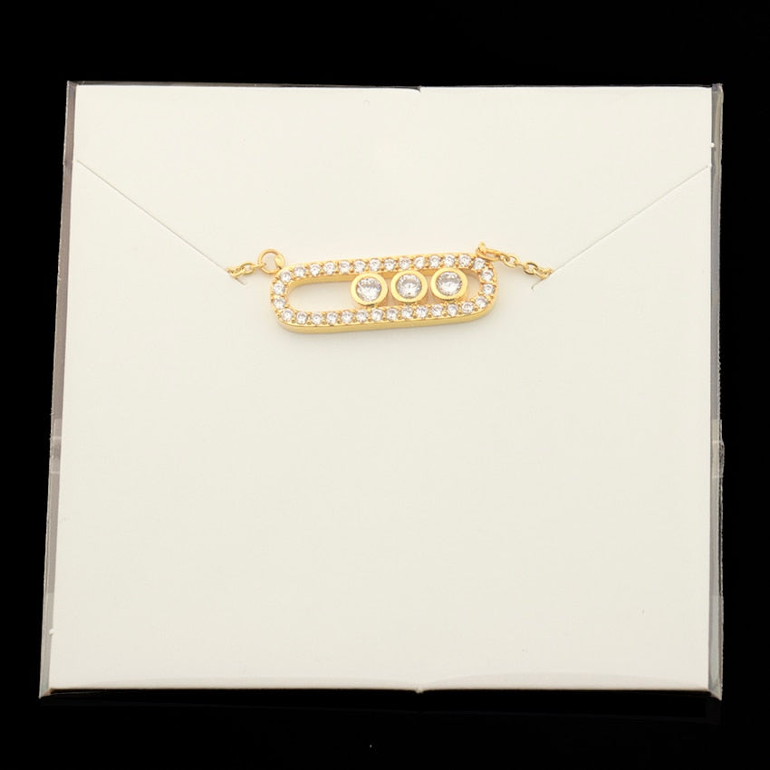 Rose Gold  CZ Love Long Bar Choker Necklace