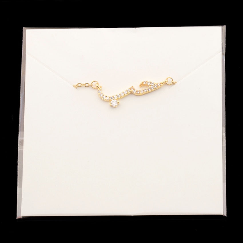 Rose Gold  CZ Love Long Bar Choker Necklace