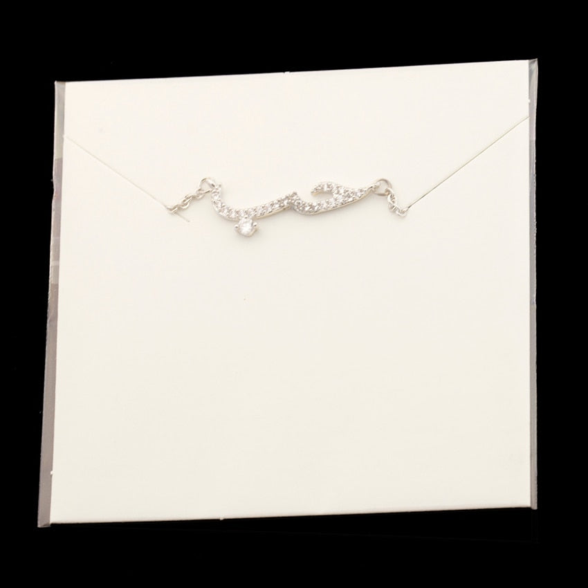 Rose Gold  CZ Love Long Bar Choker Necklace