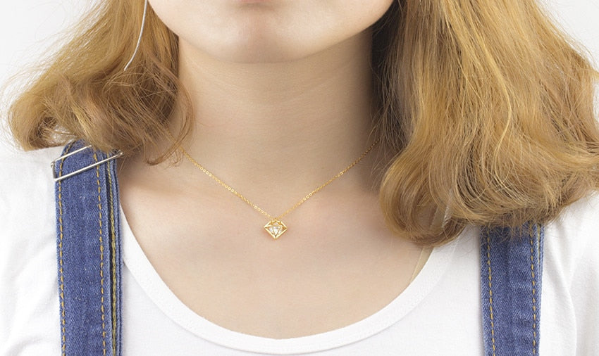 Rose Gold  CZ Love Long Bar Choker Necklace