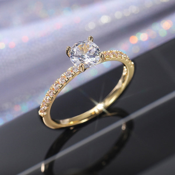 Luxury Classic Sparkling Zircon Engagement Wedding Ring