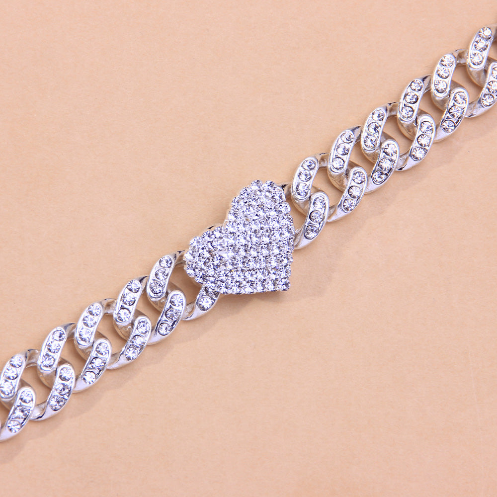 Fashion Hip Hop Crystal Heart-Shaped Anklet for Women