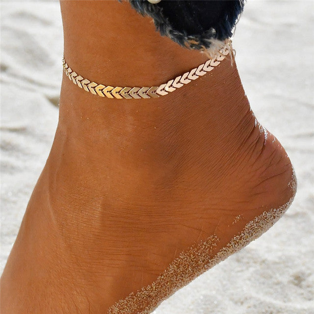 Bohemian Silver Color Anklet Bracelet On The Leg Fashion Heart Female Anklets