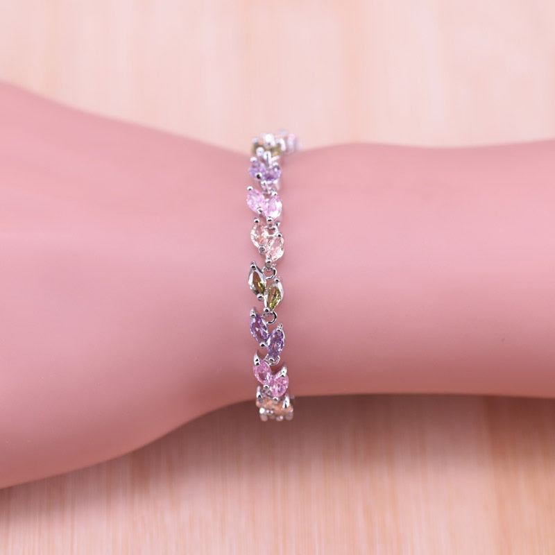 Colorful Lucky Circle Silver Color Jewelry Set