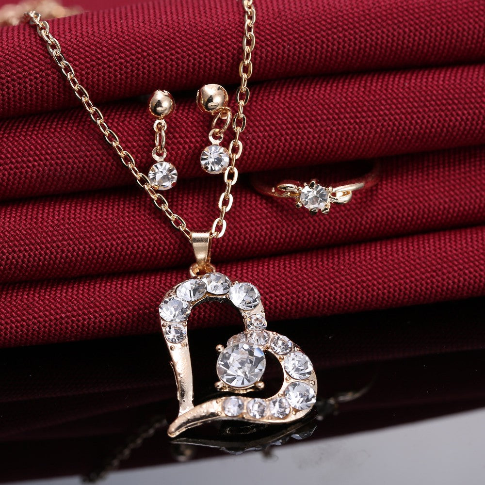 Luxury Crystal Pearl Necklace/Bracelet/Ring/Earrings Ladies Jewelry Sets