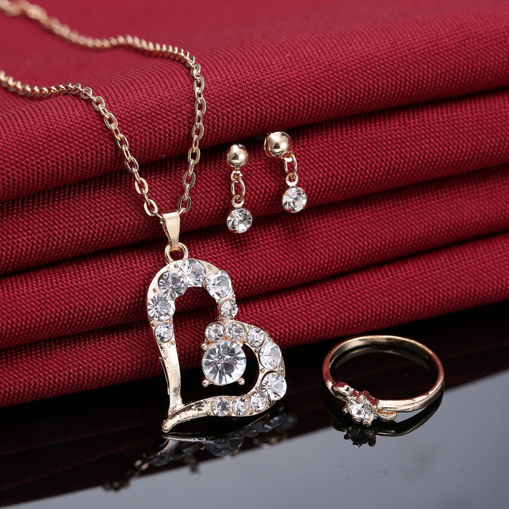 Luxury Crystal Pearl Necklace/Bracelet/Ring/Earrings Ladies Jewelry Sets